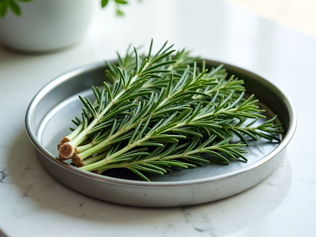 Fresh green rosemary sprigs